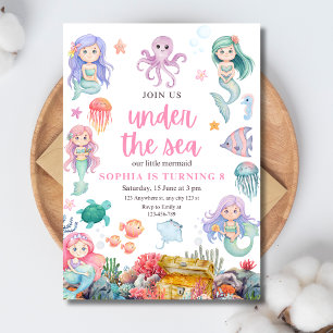 Mermaid Birthday Invitation, Under the Sea Mermaid Invitation