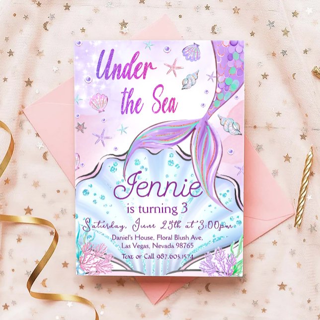 Mermaid Birthday Invitation Under The Sea Party  (Creator Uploaded)