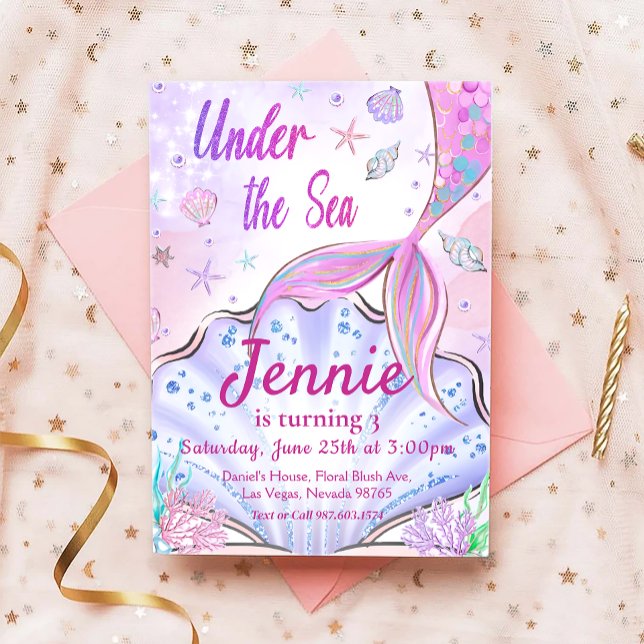 Mermaid Birthday Invitation Under The Sea Party  (Creator Uploaded)