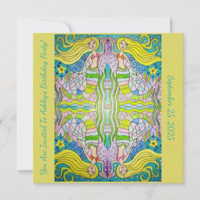 Mermaid Birthday Invitations (Front)