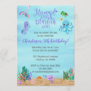 Mermaid Birthday Invitations for Girls