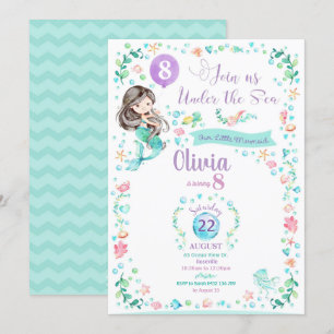 Mermaid Birthday Invitations Mermaid Party Girls