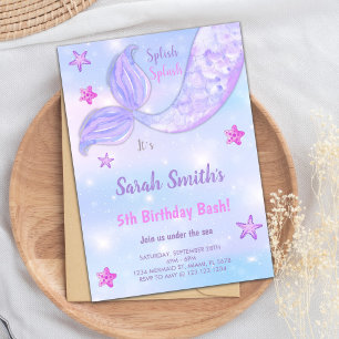 Mermaid Birthday Invitations under the sea