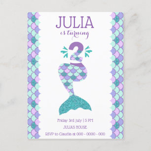 Mermaid Birthday Mermaid Number 2 Invitation Postcard