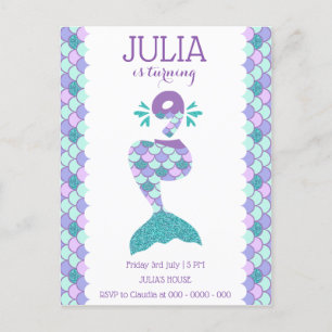 Mermaid Birthday Mermaid Number 9 Invitation Postcard