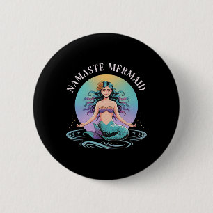 Mermaid Birthday Namaste Yoga Mermaid Squad 6 Cm Round Badge