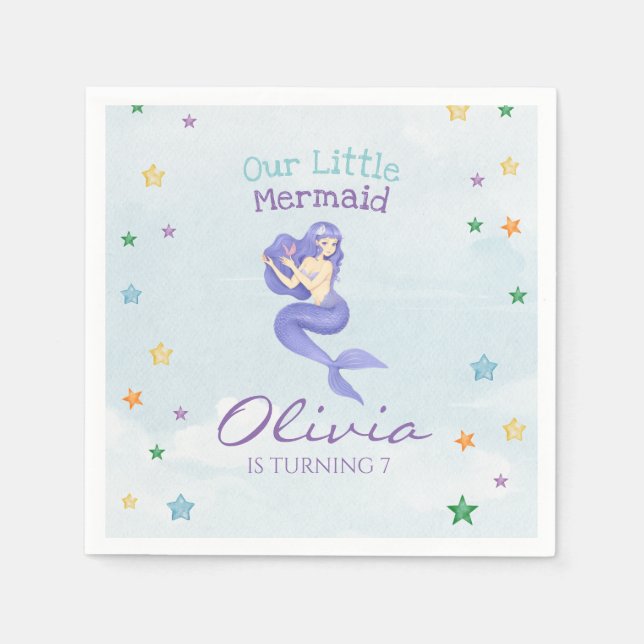 Mermaid Birthday Napkin (Front)