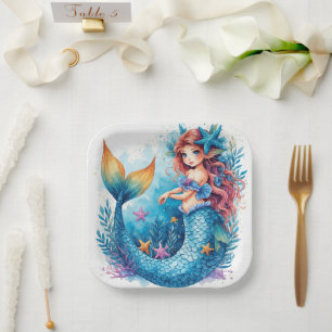 mermaid Birthday or Shower Paper Plate