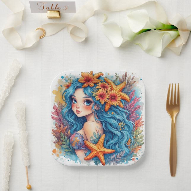mermaid Birthday or Shower  Paper Plate (Wedding)