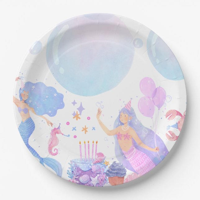 Mermaid Birthday Paper Plate (Front)