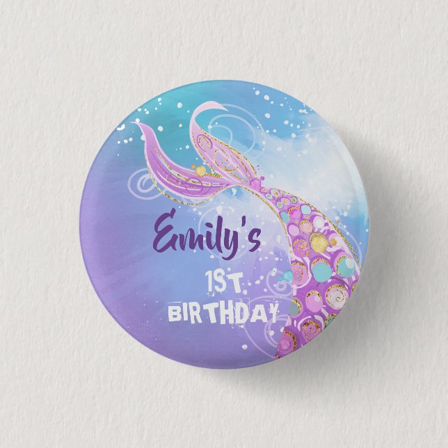 Mermaid Birthday Party 3 Cm Round Badge (Front)
