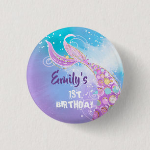 Mermaid Birthday Party 3 Cm Round Badge