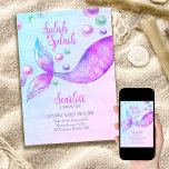 Mermaid Birthday Party Any Age Splish Splash Invitation<br><div class="desc">Mermaid Birthday Party invitation with magical mermaid's tail and decorative typography. This fantasy fairytale design features a mermaids tail and ocean bubbles in watercolor shades of purple pink green and blue. Easy to edit for any age and perfect for mermaid party, pool party, girly princess and under the sea themes....</div>