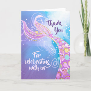 Mermaid Birthday Party Bash Thank You Card