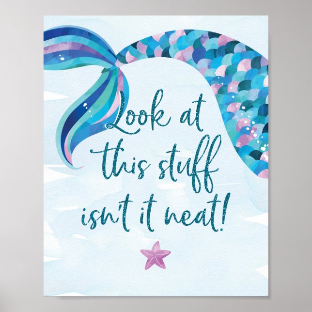 Mermaid Birthday Party Decorations Sign (Front)