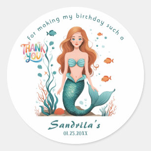 Mermaid  Birthday Party der The Sea Mermaid  Classic Round Sticker