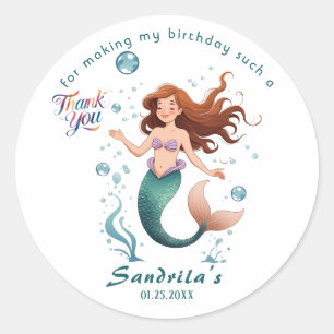 Mermaid Birthday Party der The Sea Mermaid Classic Round Sticker