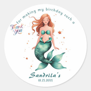 Mermaid  Birthday Party der The Sea Mermaid  Classic Round Sticker