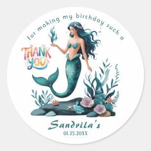 Mermaid  Birthday Party der The Sea Mermaid  Classic Round Sticker