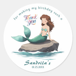Mermaid Birthday Party der The Sea Mermaid Classic Round Sticker