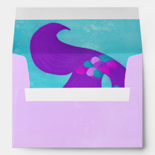 Mermaid Birthday Party Envelopes Purple & Teal