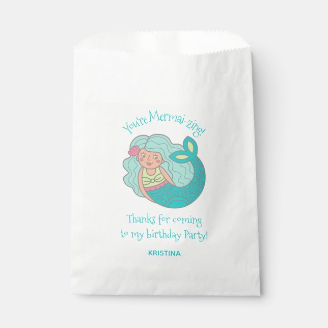 Mermaid Birthday Party Favour Bags (Front)