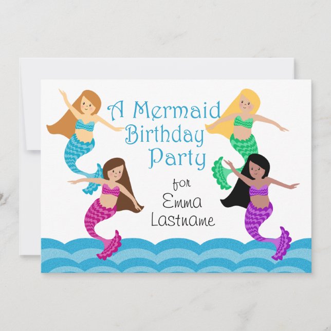 Mermaid Birthday Party Invitation (Front)