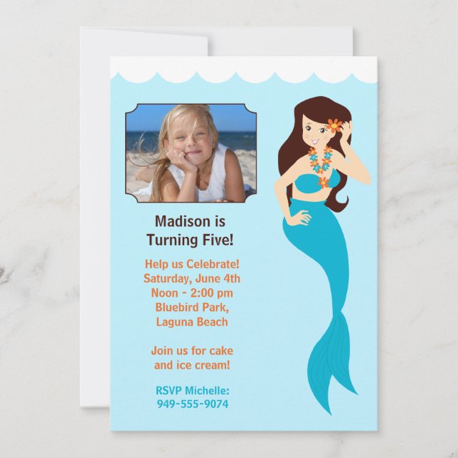 Mermaid Birthday Party Invitation (Front)