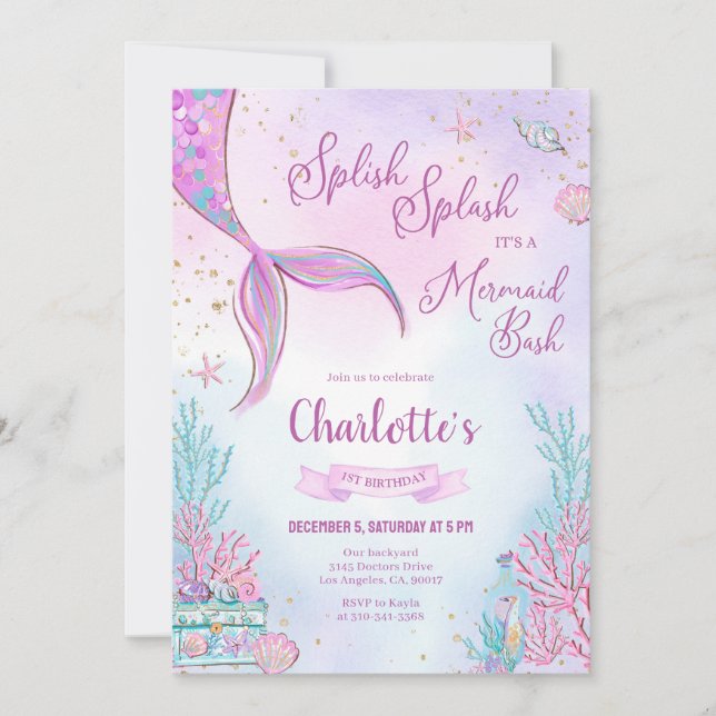Mermaid Birthday Party Invitation (Front)