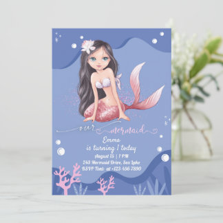 Mermaid Birthday Party Invitation Customisable