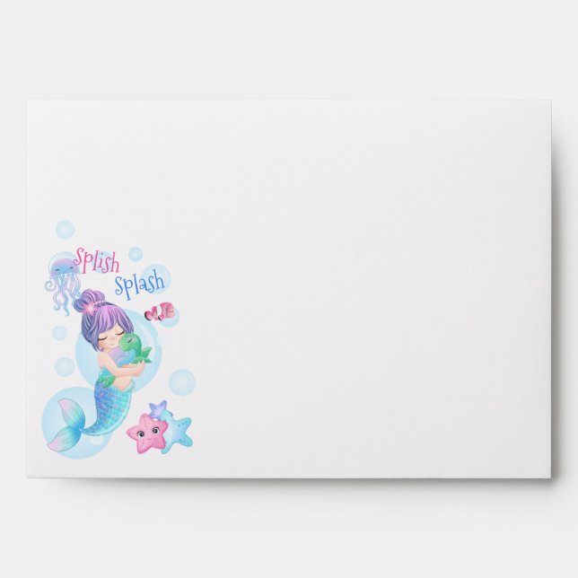 Mermaid Birthday Party Invitation Envelope (Front)