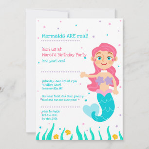 Mermaid Birthday Party Invitations