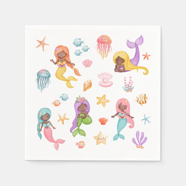 Mermaid Birthday Party Napkin (Front)