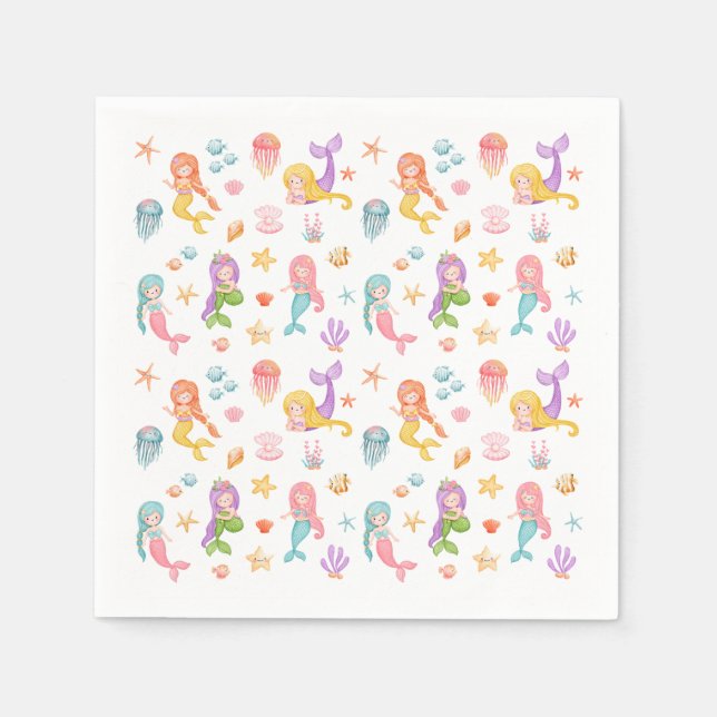 Mermaid Birthday Party Napkin (Front)