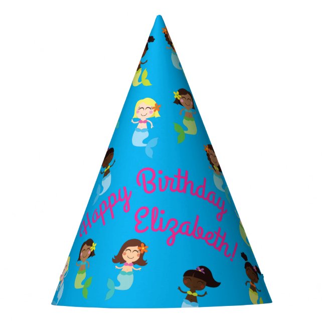 Mermaid Birthday Party Party Hat (Front)