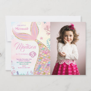 Mermaid Birthday Party Photo Invitation