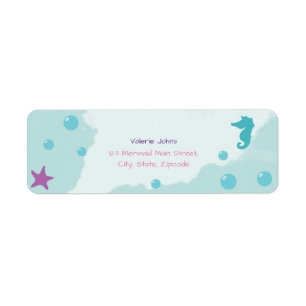Mermaid Birthday Party Return Address Label