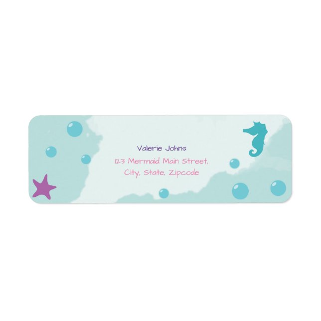 Mermaid Birthday Party Return Address Label (Front)