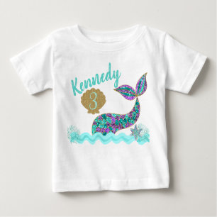 Mermaid birthday party t-shirt, Onsie tutu custom Baby T-Shirt