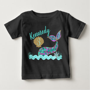 Mermaid birthday party t-shirt, Raglan Baby T-Shirt