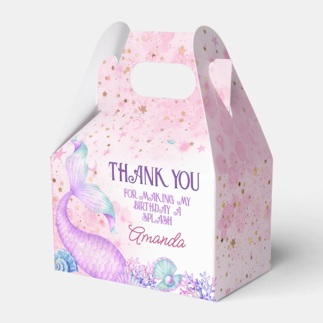 Mermaid Birthday Party Thank You  Favour Box (Front Side)
