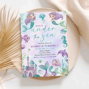 Mermaid Birthday Party Under The Sea Mermaid Invitation