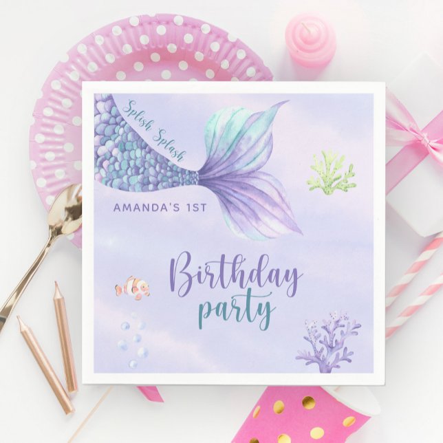 Mermaid Birthday Party Under The Sea Mermaid Napkin (Creator Uploaded)