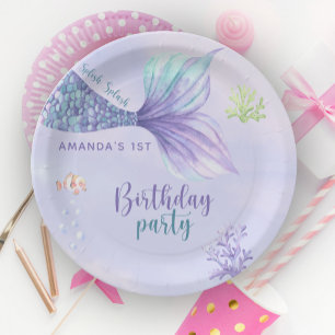 Mermaid Birthday Party Under The Sea Mermaid Paper Plate