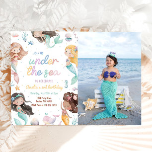 Mermaid Birthday Party Under The Sea Mermaid Photo Invitation