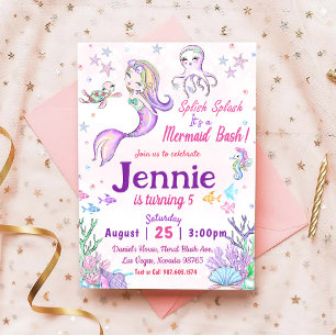 Mermaid Birthday Party Under The Sea Party Invitation
