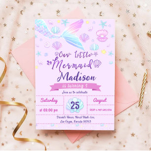 Mermaid Birthday Party Under The Sea Party Invitation