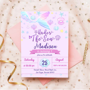 Mermaid Birthday Party Under The Sea Party Invitation