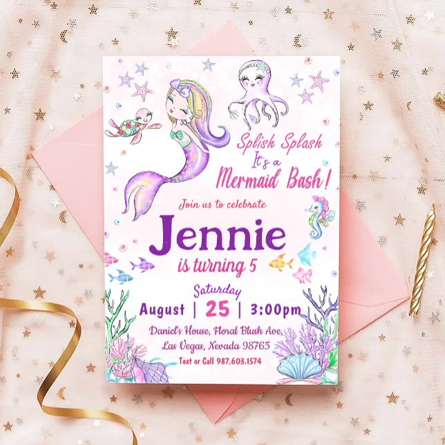 Mermaid Birthday Party Under The Sea Party Invitation (Creator Uploaded)