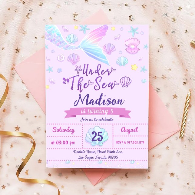 Mermaid Birthday Party Under The Sea Party Invitation (Creator Uploaded)